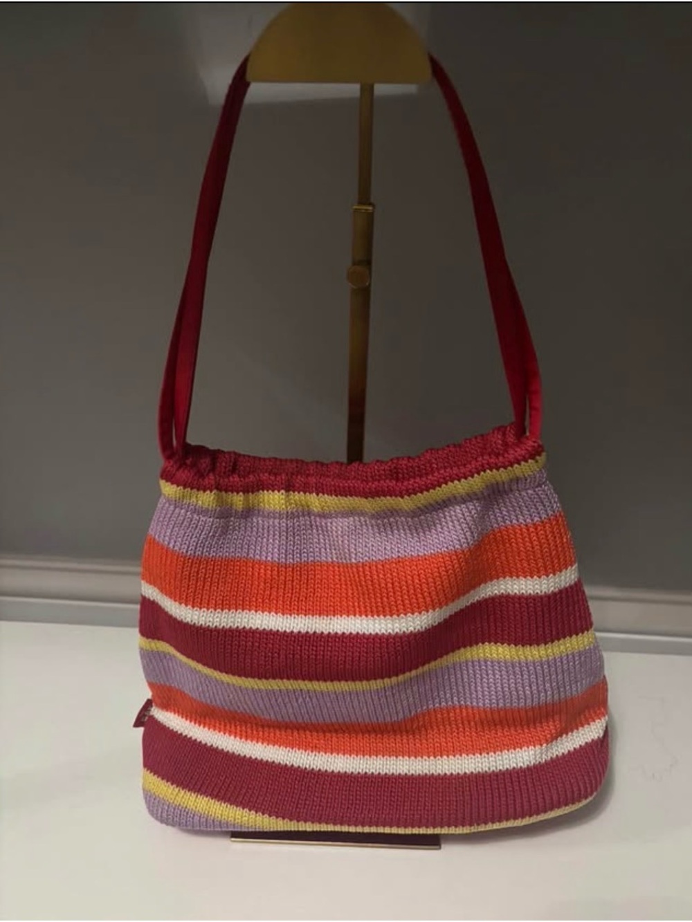 SAK Striped Knit Shoulder Bag in Red, Orange & Purple